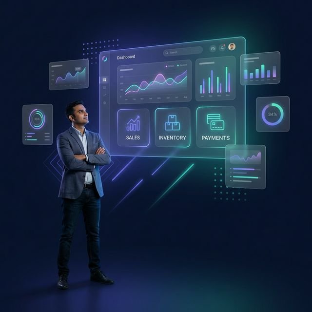 Ideal CommOS Dashboard showing sales, payments and inventory at a glance